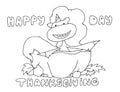 Cute fabulous unicorn with outlined for coloring book isolated on a white background. Unicorns peeks out of a pumpkin. Thanksgivin Royalty Free Stock Photo